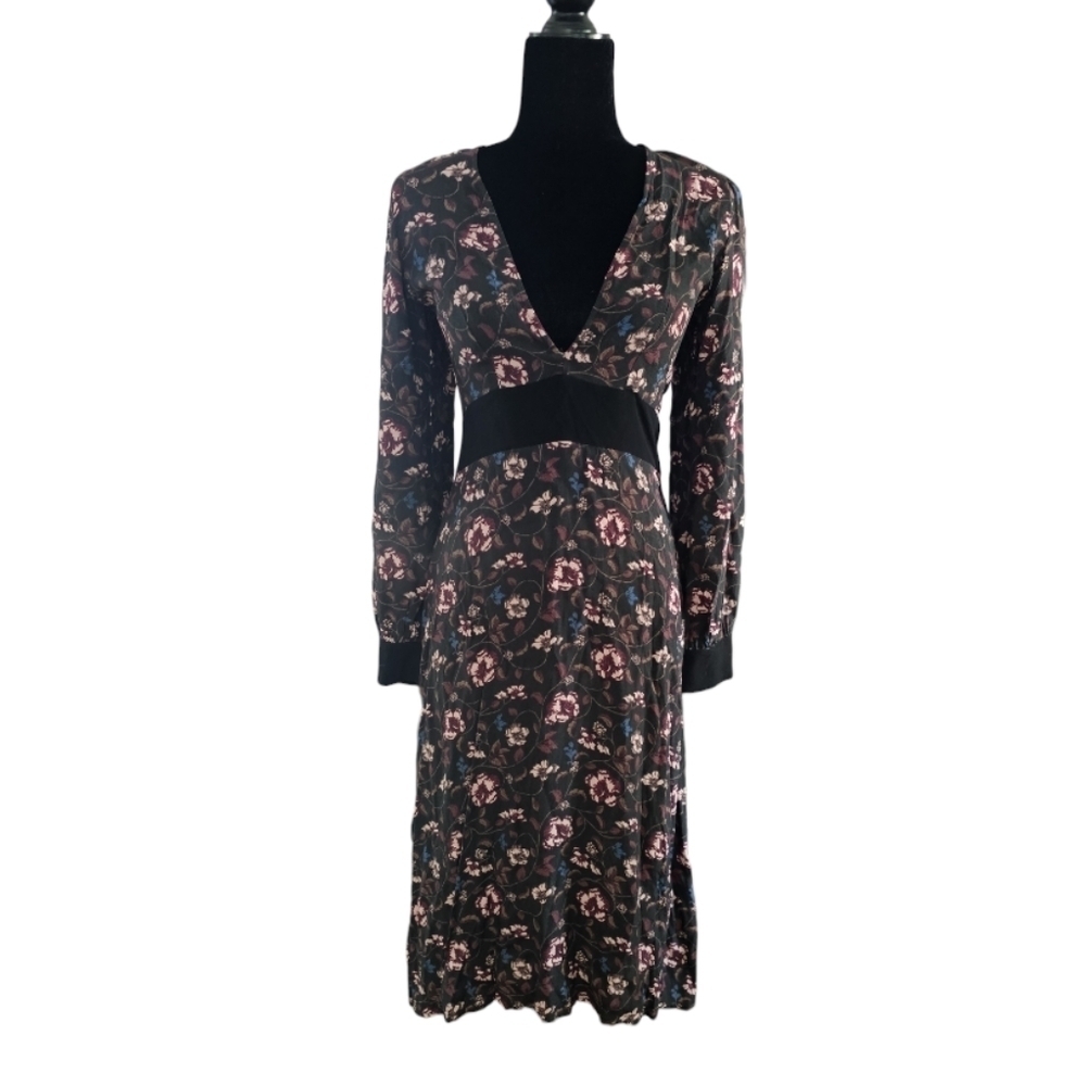 NWT For Love & Lemons Floral Midi long sleeves dress size XS